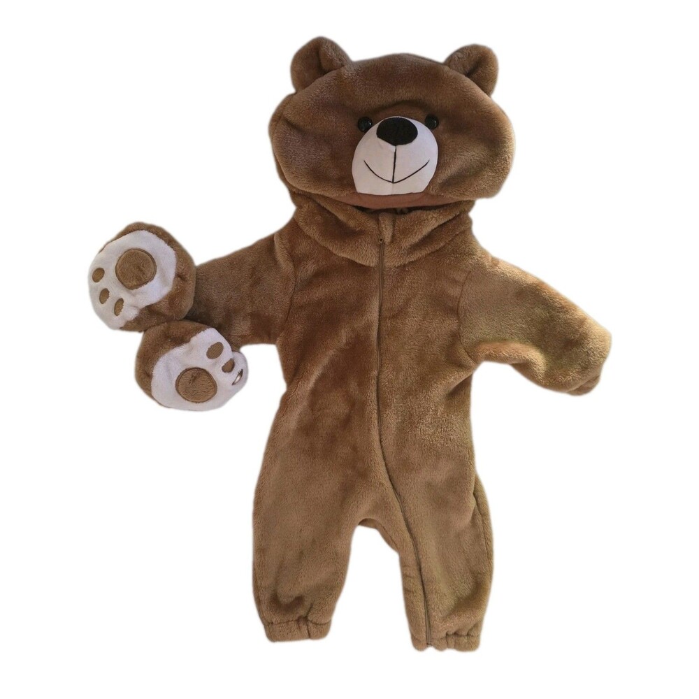 Halloween Infant Brown Teddy Bear Jumpsuit Costume Size 3 To 6 Months W Paws